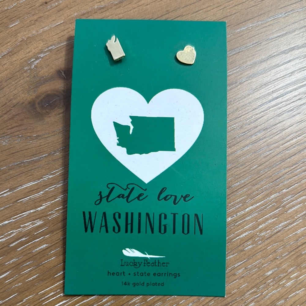 Lucky Feather Gold Washington State Earrings